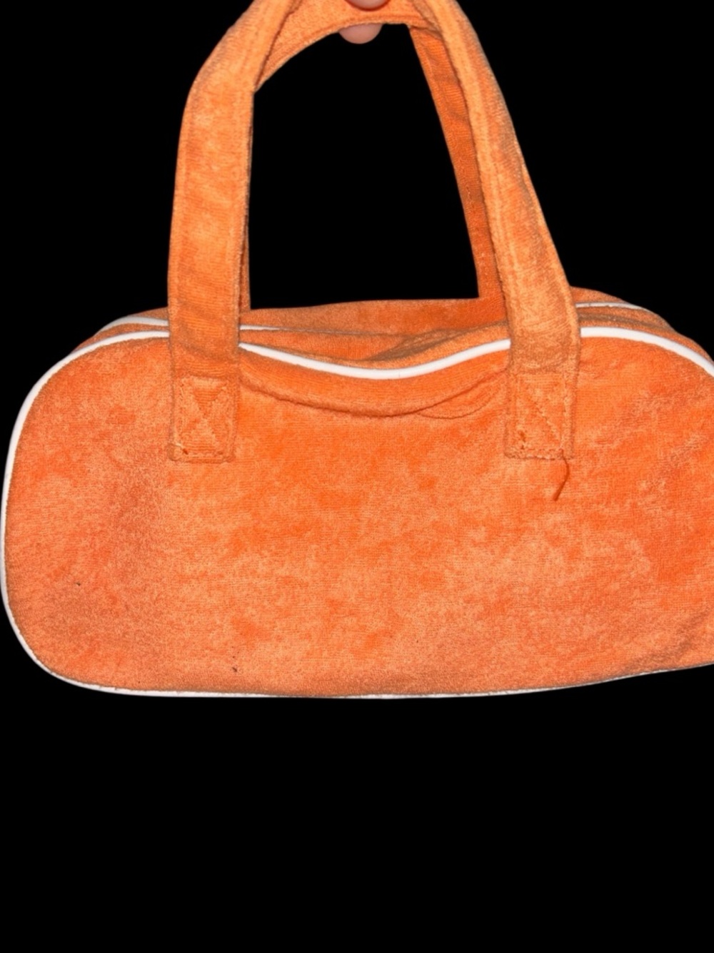 Vintage 2004 Avon Orange Terry Cloth Mini Duffle Bag | Y2K Retro Beach Purse